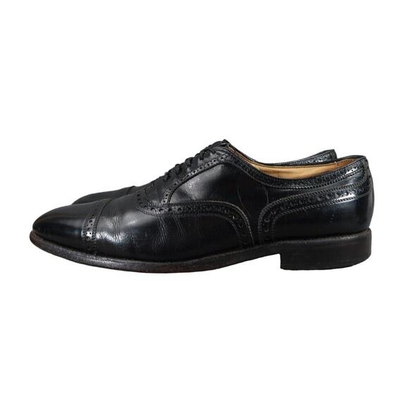 Allen Edmonds Shoes Mens 11 Oxford Leather Black Classic Brogue Cap Toe Formal main image 5